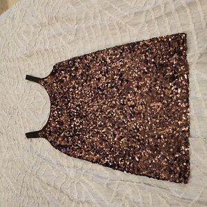 Brown sequin Theory mini shift dress size 4! Such a stunner!